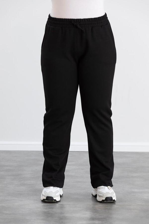 Büyük Beden Pamuklu Kalın Eşofman Takımı Siyah - 5