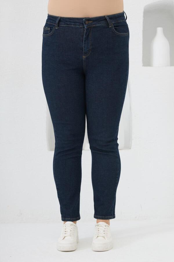 Büyük Beden Pantolon Koyu Lacivert - 3