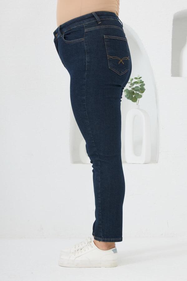 Büyük Beden Pantolon Koyu Lacivert - 4