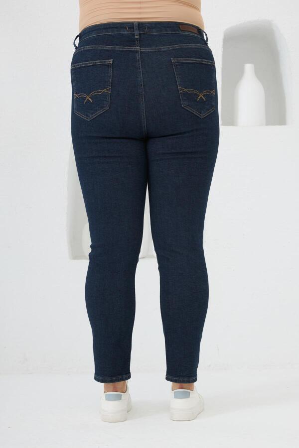 Büyük Beden Pantolon Koyu Lacivert - 5