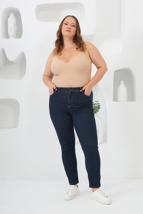 Büyük Beden Pantolon Koyu Lacivert - 1