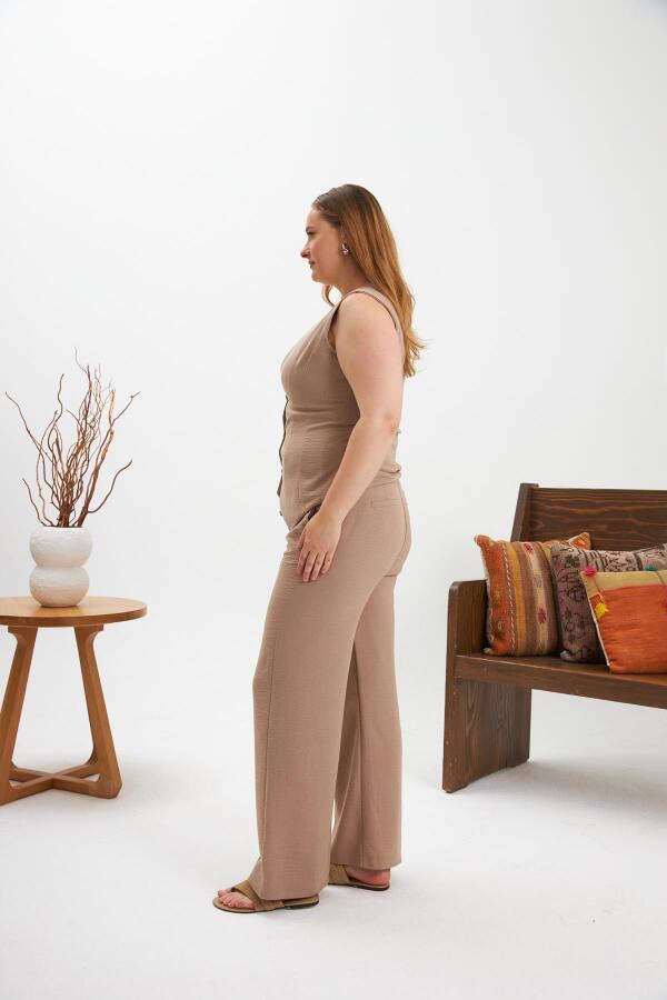 Büyük Beden Pantolon Yelek İkili Takım Vizon - 4