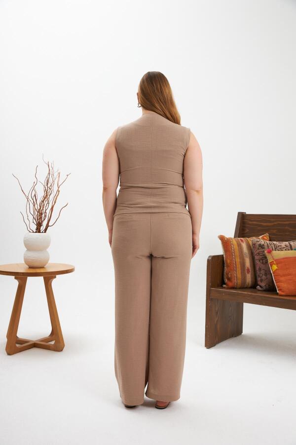 Büyük Beden Pantolon Yelek İkili Takım Vizon - 6