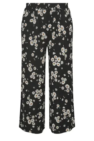 Büyük Beden Papatya Desenli Geniş Paça Pantolon - 6