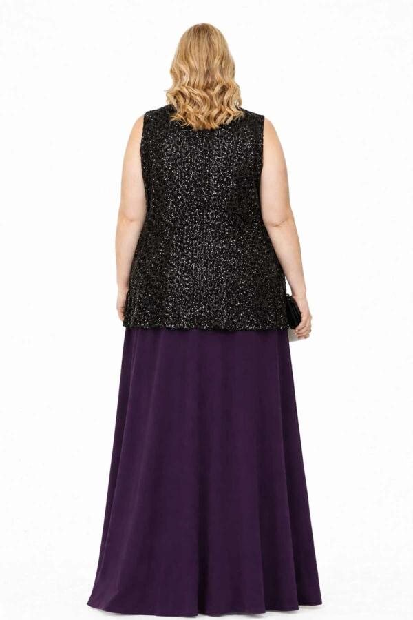 Büyük Beden Payetli Uzun Abiye Yelek – 100 cm İp Bağlama Detaylı Şık Payet Yelek 40-62 beden ND4028 - 2