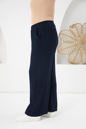 Büyük Beden Relax Fit Viskon Pantolon Lacivert - RMG (1)