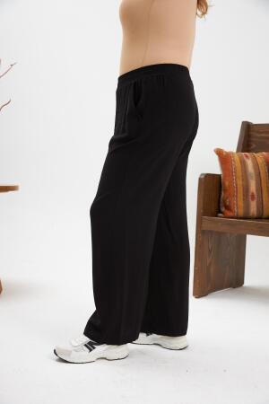 Büyük Beden Relax Fit Viskon Pantolon Siyah - 2