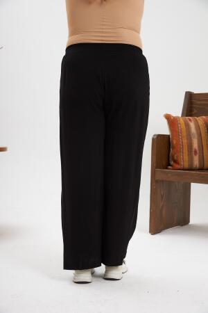 Büyük Beden Relax Fit Viskon Pantolon Siyah - 4