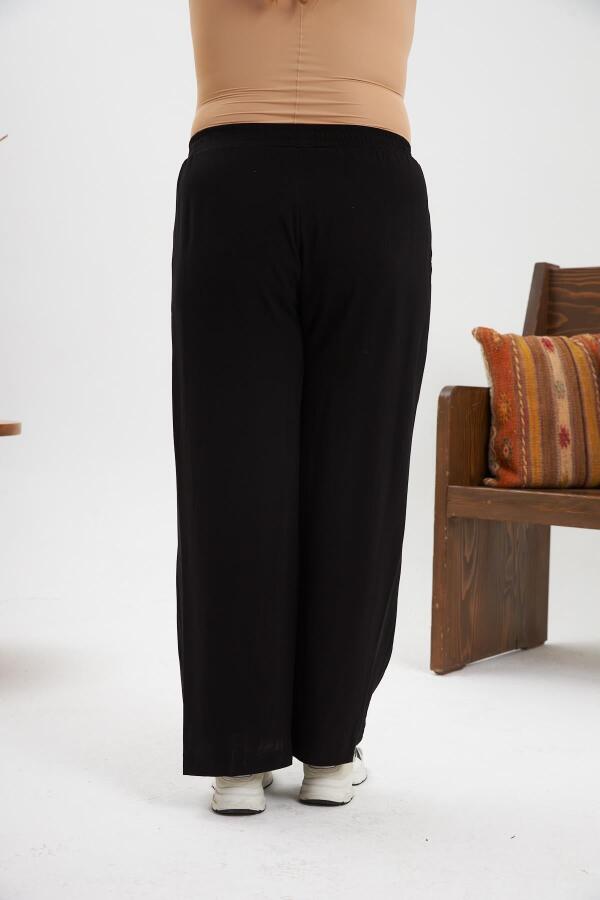 Büyük Beden Relax Fit Viskon Pantolon Siyah - 4
