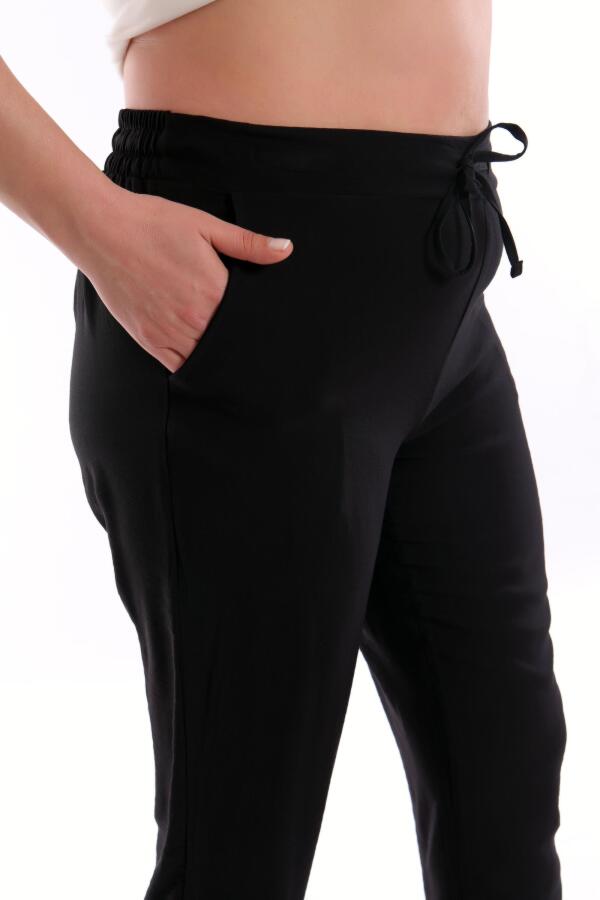 Büyük Beden Siyah Beli Lastikli Pantolon - 2