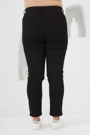 Büyük Beden Siyah Pamuk Pantolon - 4
