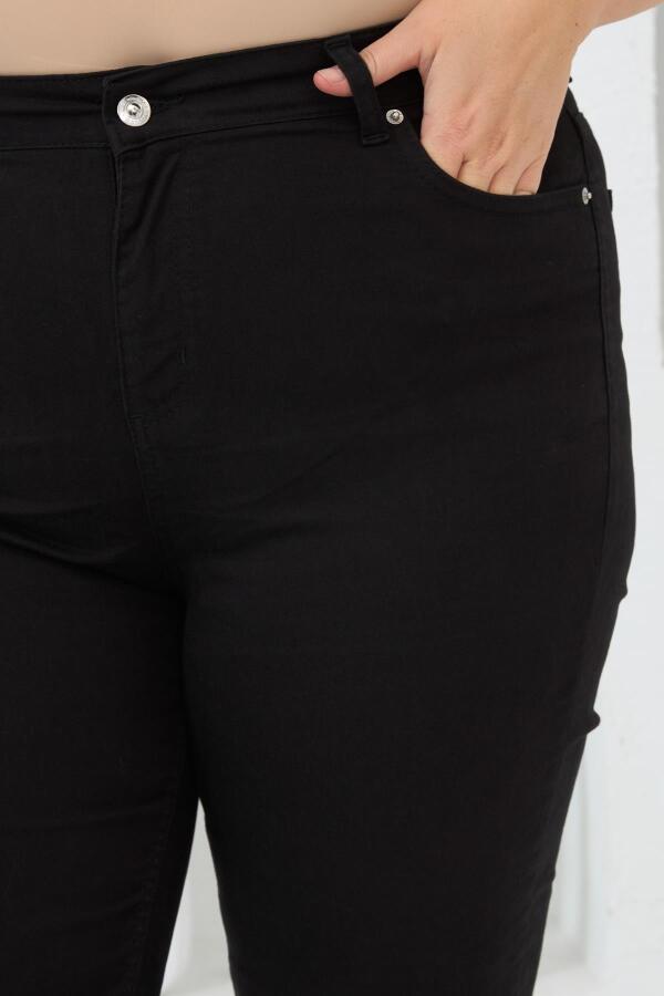 Büyük Beden Siyah Pamuk Pantolon - 6