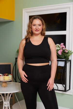 Büyük Beden Spor Crop Siyah - 1