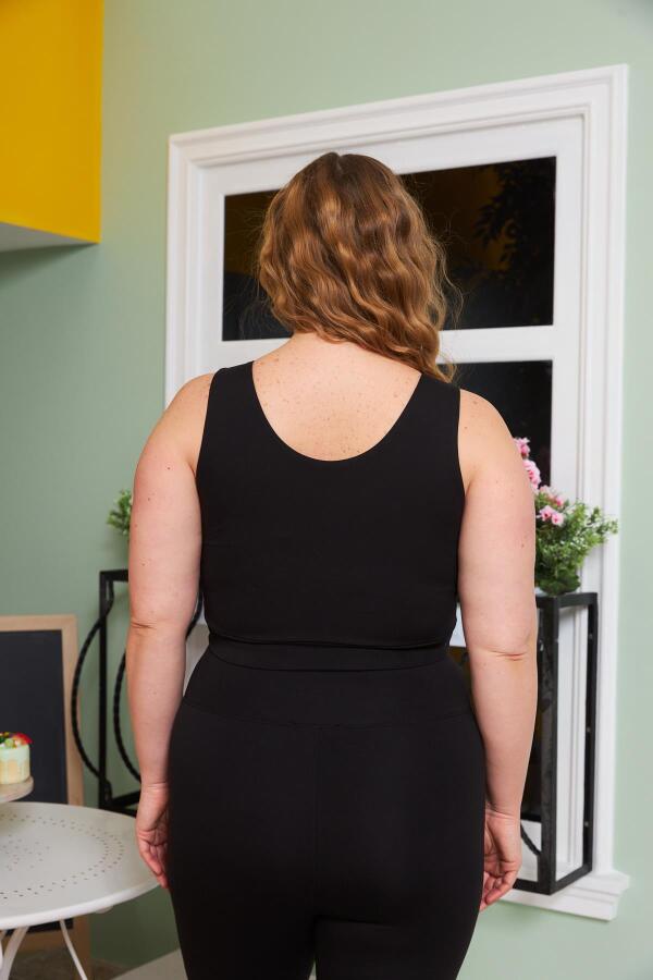 Büyük Beden Comfortlux Crop Siyah - 4