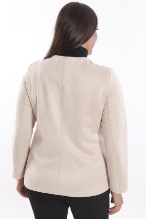 Büyük Beden Süet Önü Robalı Cebi Kuş Gözü Çakımlı Taş Ceket - 8