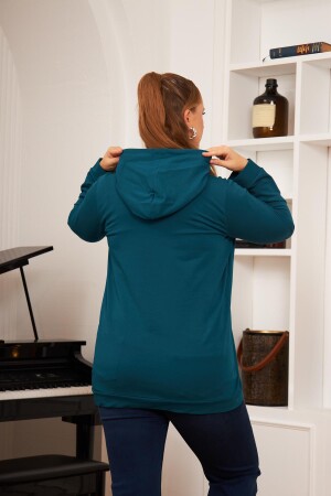 Büyük Beden Taş Baskılı Sweatshirt Koyu Petrol - 7
