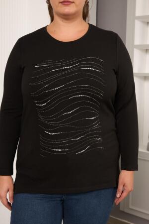 Büyük Beden Taş Detay Bluz Kahve - RMG (1)