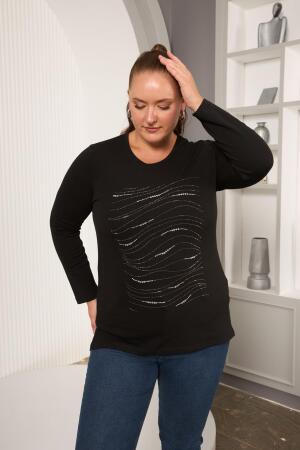 Büyük Beden Taş Detay Bluz Kahve - 3