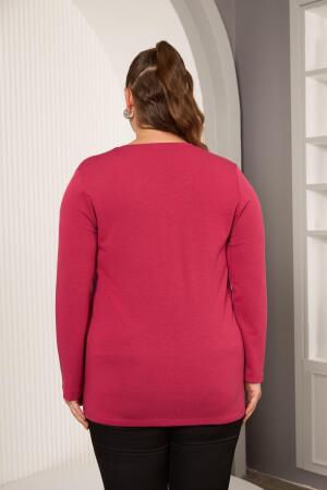 Büyük Beden Taş Detay Bluz Violet - 4