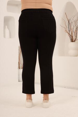 Büyük Beden Taş Detay Denim Pantolon Siyah - 5