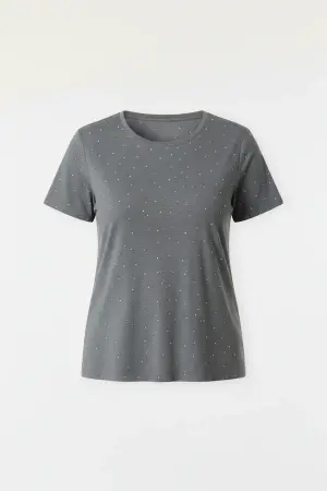 Büyük Beden Taş Detaylı Kısa Kollu T-shirt - 5
