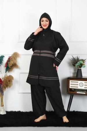 Angelino Büyük Beden Tesettür Mayo 7XL-8XL-9XL-10XL Siyah 55010 - Angelino