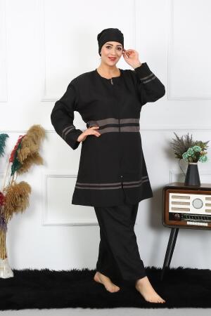 Angelino Büyük Beden Tesettür Mayo 7XL-8XL-9XL-10XL Siyah 55010 - 5