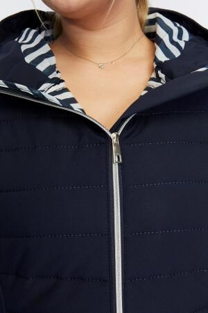 Büyük Beden Tost Kapitone Mont Lacivert - 9