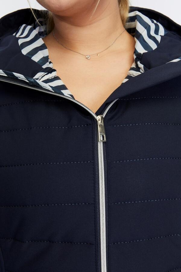 Büyük Beden Tost Kapitone Mont Lacivert - 9