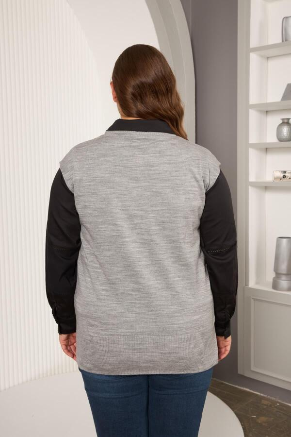 Büyük Beden Triko Süveter A.Gri - 6