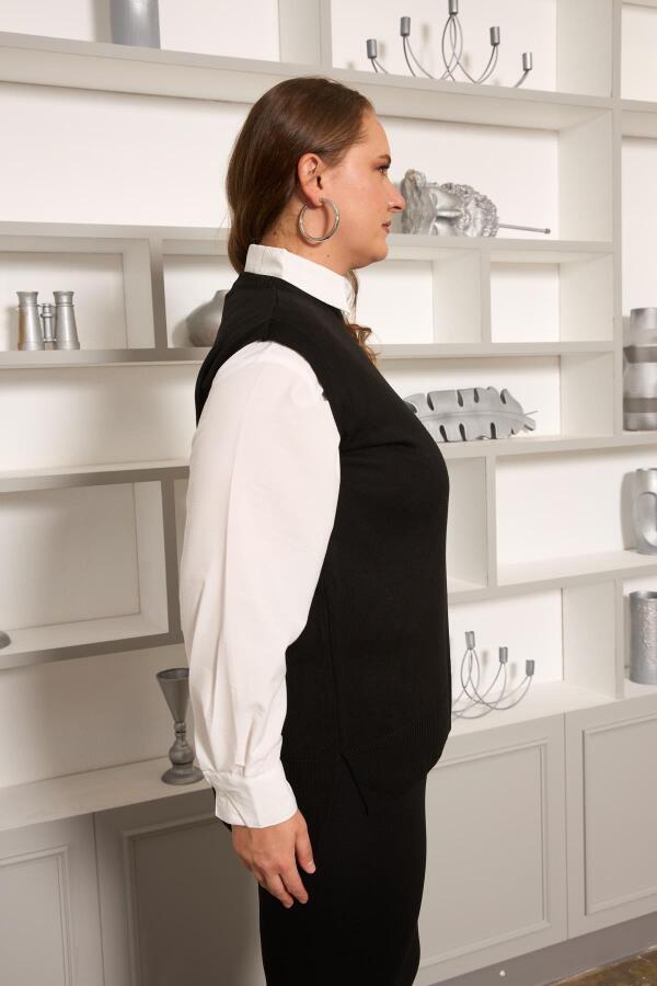 Büyük Beden Triko Süveter Siyah - 3