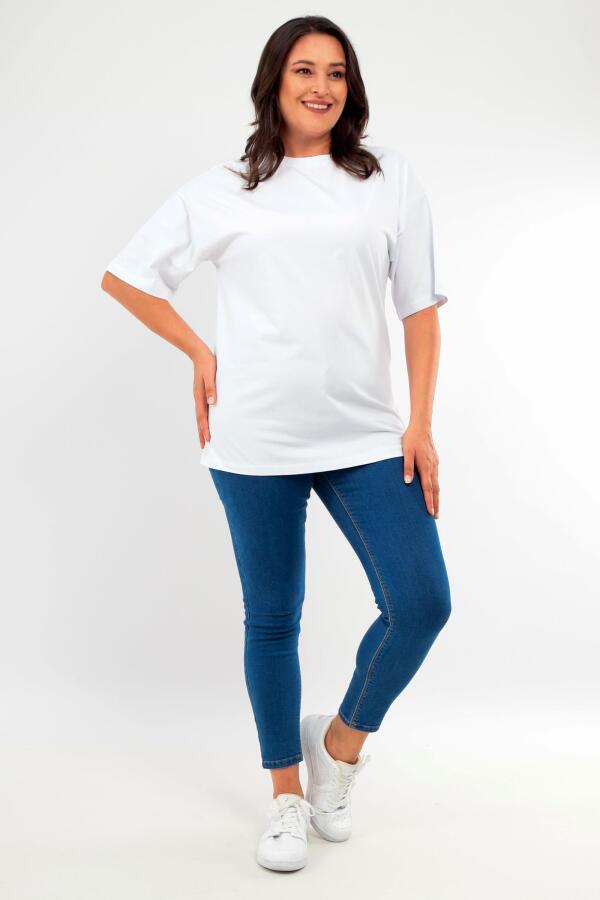 Trend42plus Büyük Beden Unisex Oversize Bisiklet Yaka Basic Siyah-Beyaz t-shirt / Rahat 2'li Paket - 3