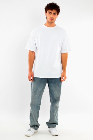 Trend42plus Büyük Beden Unisex Oversize Bisiklet Yaka Basic Siyah-Beyaz t-shirt / Rahat 2'li Paket - 4
