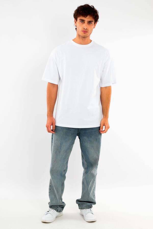 Trend42plus Büyük Beden Unisex Oversize Bisiklet Yaka Basic Siyah-Beyaz t-shirt / Rahat 2'li Paket - 4