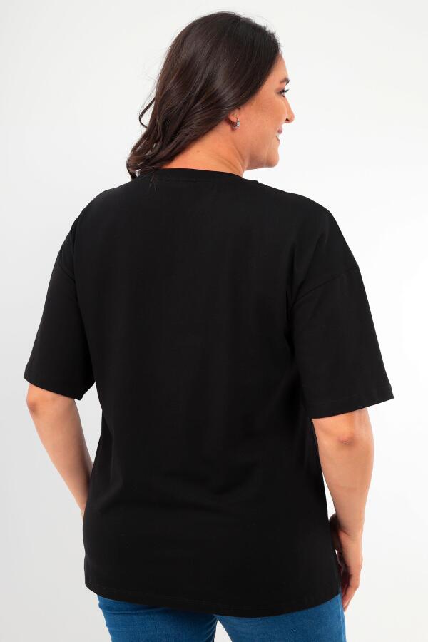 Trend42plus Büyük Beden Unisex Oversize Bisiklet Yaka Basic Siyah-Beyaz t-shirt / Rahat 2'li Paket - 12