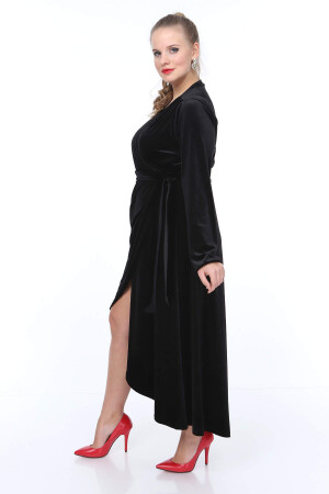 Büyük Beden Uzun Kadife Elbise NV3003 - 6