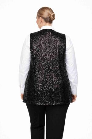Büyük Beden Uzun Payet Yelek – Rahat Kalıp, Basen Gizleyen Model (40–62) ND4031 - Angelino Butik (1)