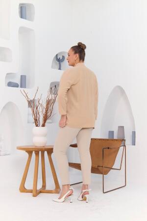 Büyük Beden Vizon Ceket Atlet İkili Takım - 5