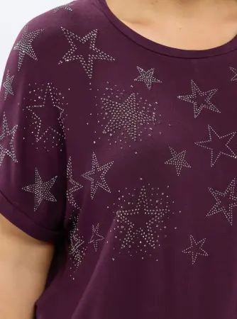Büyük Beden Yıldız Detaylı T-Shirt - 5