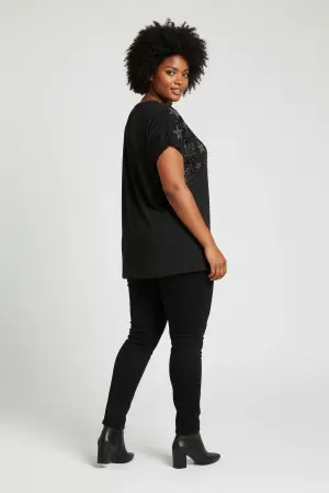 Büyük Beden Yıldız İşlemeli T-Shirt - 2