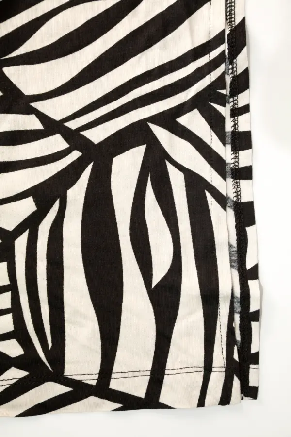 Büyük Beden Yırtmaçlı Zebra Desenli Askılı Midi Elbise - 6