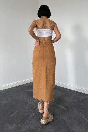 Camel Gabardin Boyamalı Püsküllü Etek - 2