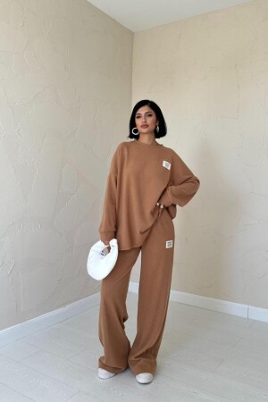 Camel Klasik Fitilli Kazak Ve Pantolon Takım - 1