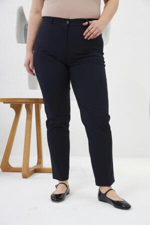 Cep Detaylı Büyük Beden Kumaş Pantolon Lacivert - RMG