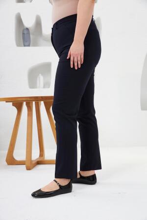 Cep Detaylı Büyük Beden Kumaş Pantolon Lacivert - RMG (1)