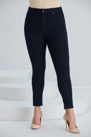 Cep Detaylı Büyük Beden Pamuk Pantolon Lacivert - Büyük Beden