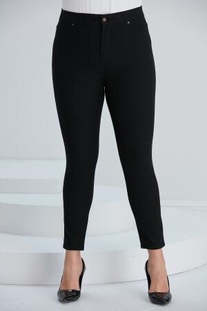 Cep Detaylı Büyük Beden Pamuk Pantolon Siyah - Büyük Beden