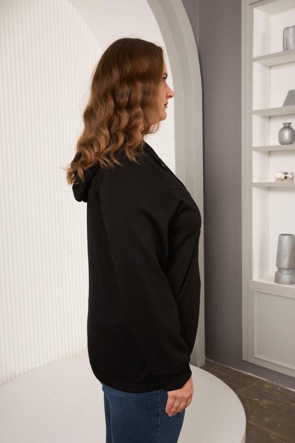 Cep Detaylı Büyük Beden Sweatshirt Siyah - 3