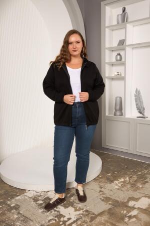 Cep Detaylı Büyük Beden Sweatshirt Siyah - 5