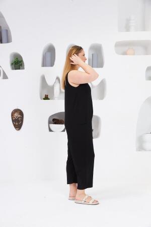 Cep Detaylı Büyük Beden Tulum Siyah - 3